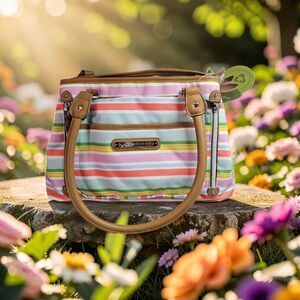Lily Bloom Sunshine Stripe Maggie satchel NWT